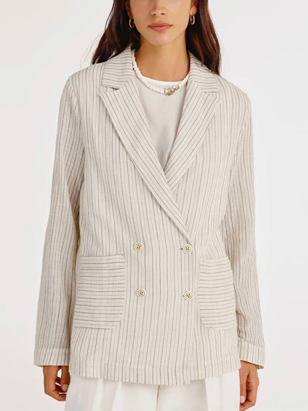 Outerwear Yargici relaxed fit blue white striped‎ double breasted summer blazer